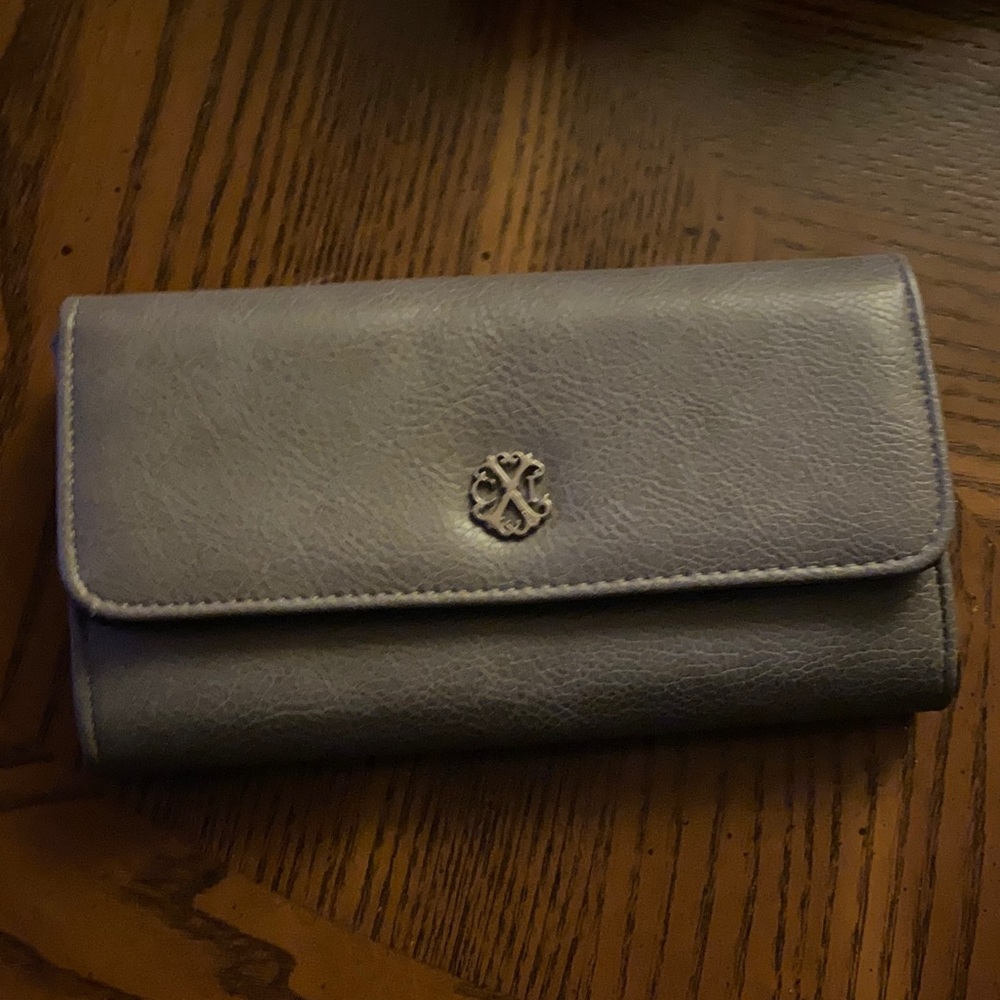 Christian Lacroix Elegant Gray Pebble Snap Wallet Like New
